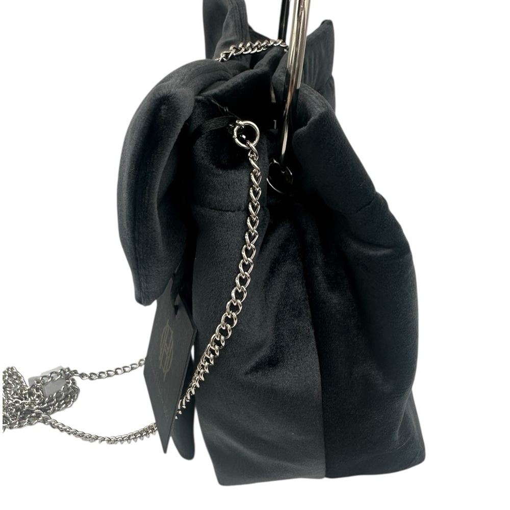 House of Harlow 1960 Velvet Clutch Crossbody Bag with Bow in Black - Picture 3 of 7